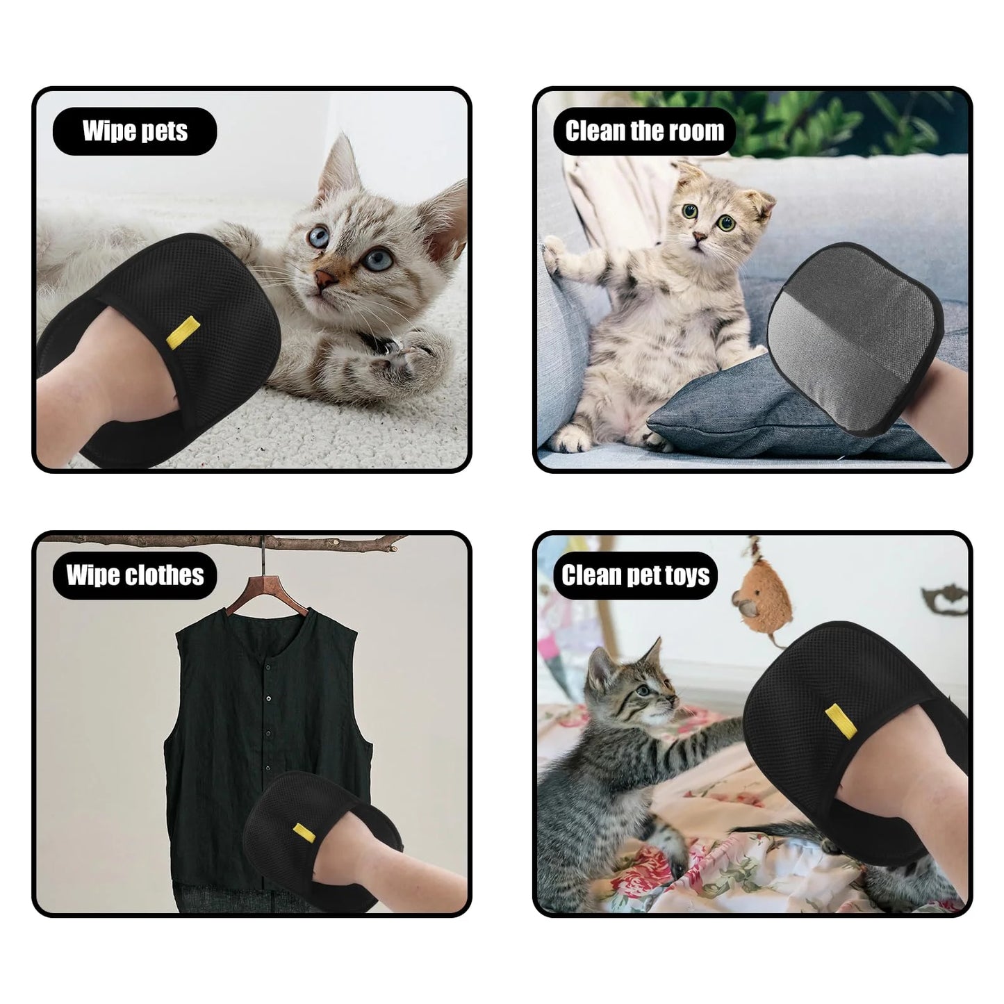Reusable Double-Sided Pet Hair Removal Grooming Gloves
