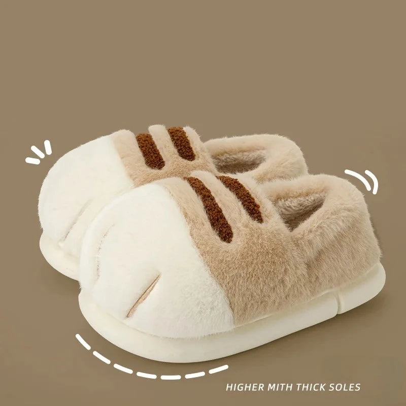 Warm Plush Cat Slippers for Indoor & Outdoor