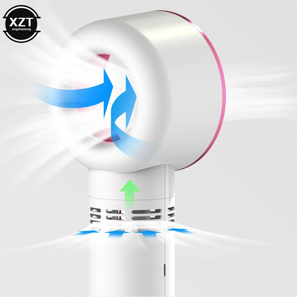 Portable USB Rechargeable Bladeless Mini Fan – Ultra-Quiet Handheld Cooler