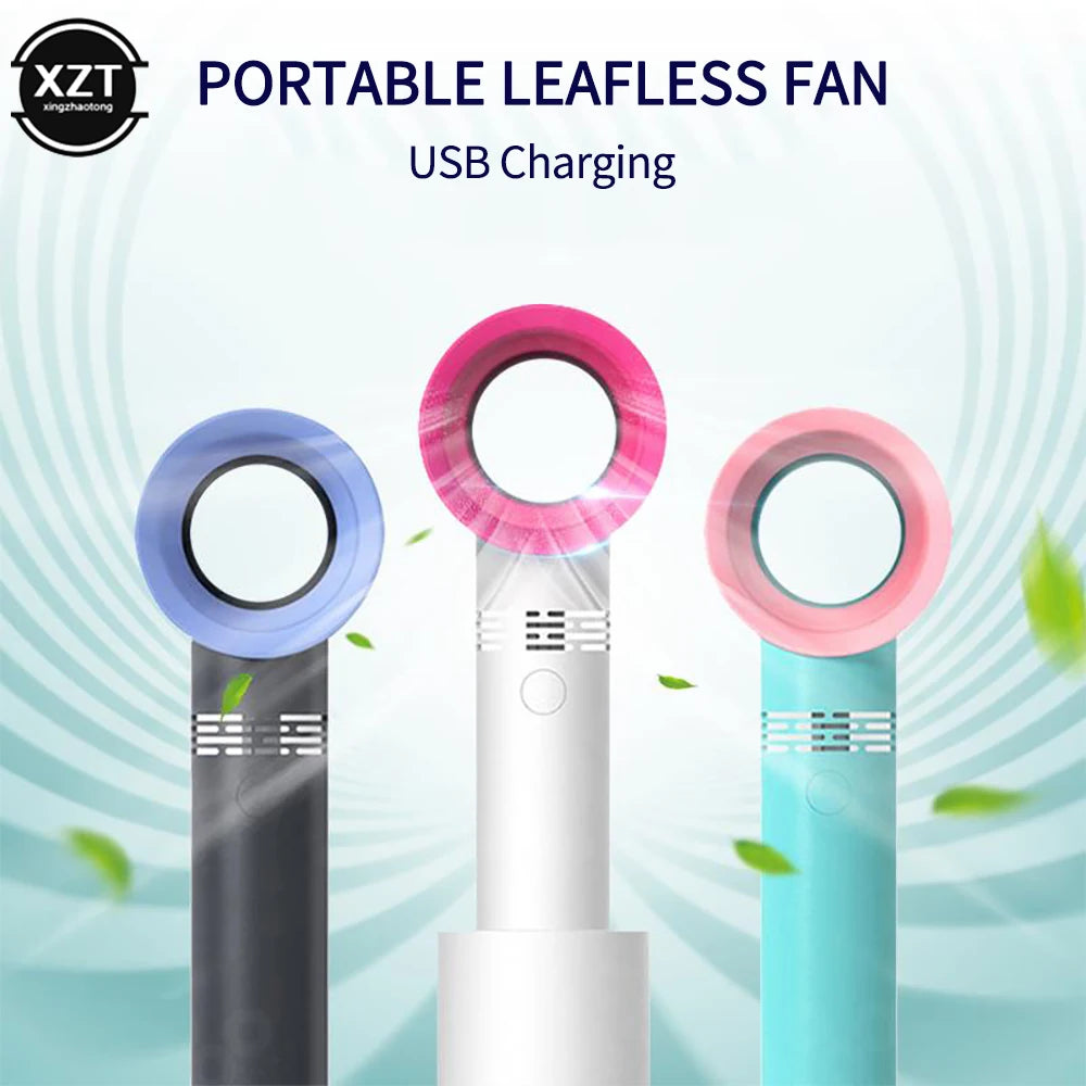 Portable USB Rechargeable Bladeless Mini Fan – Ultra-Quiet Handheld Cooler