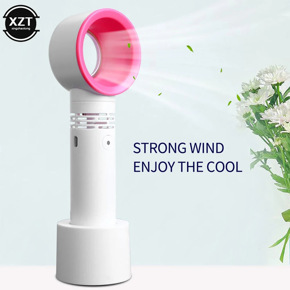 Portable USB Rechargeable Bladeless Mini Fan – Ultra-Quiet Handheld Cooler