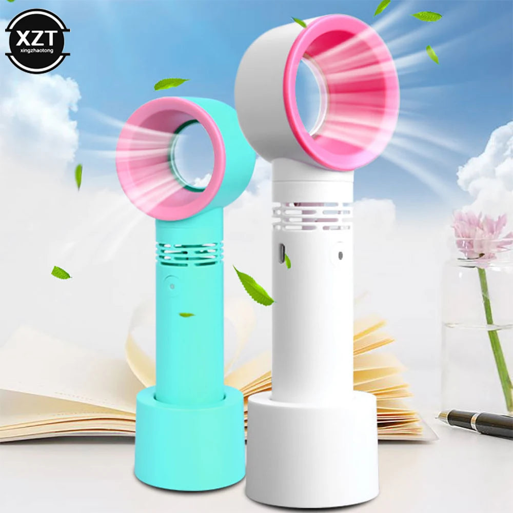 Portable USB Rechargeable Bladeless Mini Fan – Ultra-Quiet Handheld Cooler