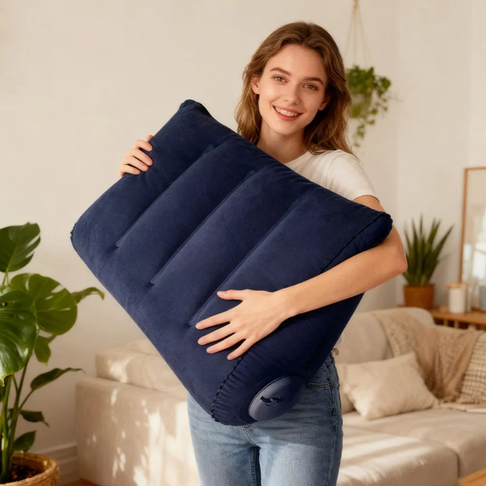 Inflatable Triangular Travel Pillow – Neck, Back & Leg Support Cushion
