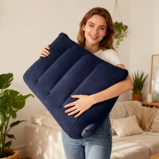 Inflatable Triangular Travel Pillow – Neck, Back & Leg Support Cushion