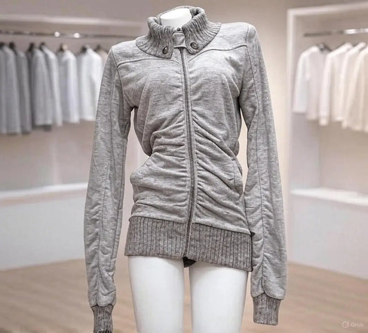 Women’s Y2K Oversized Zip-Up Hoodie – Retro Turtleneck Street Style Jacket