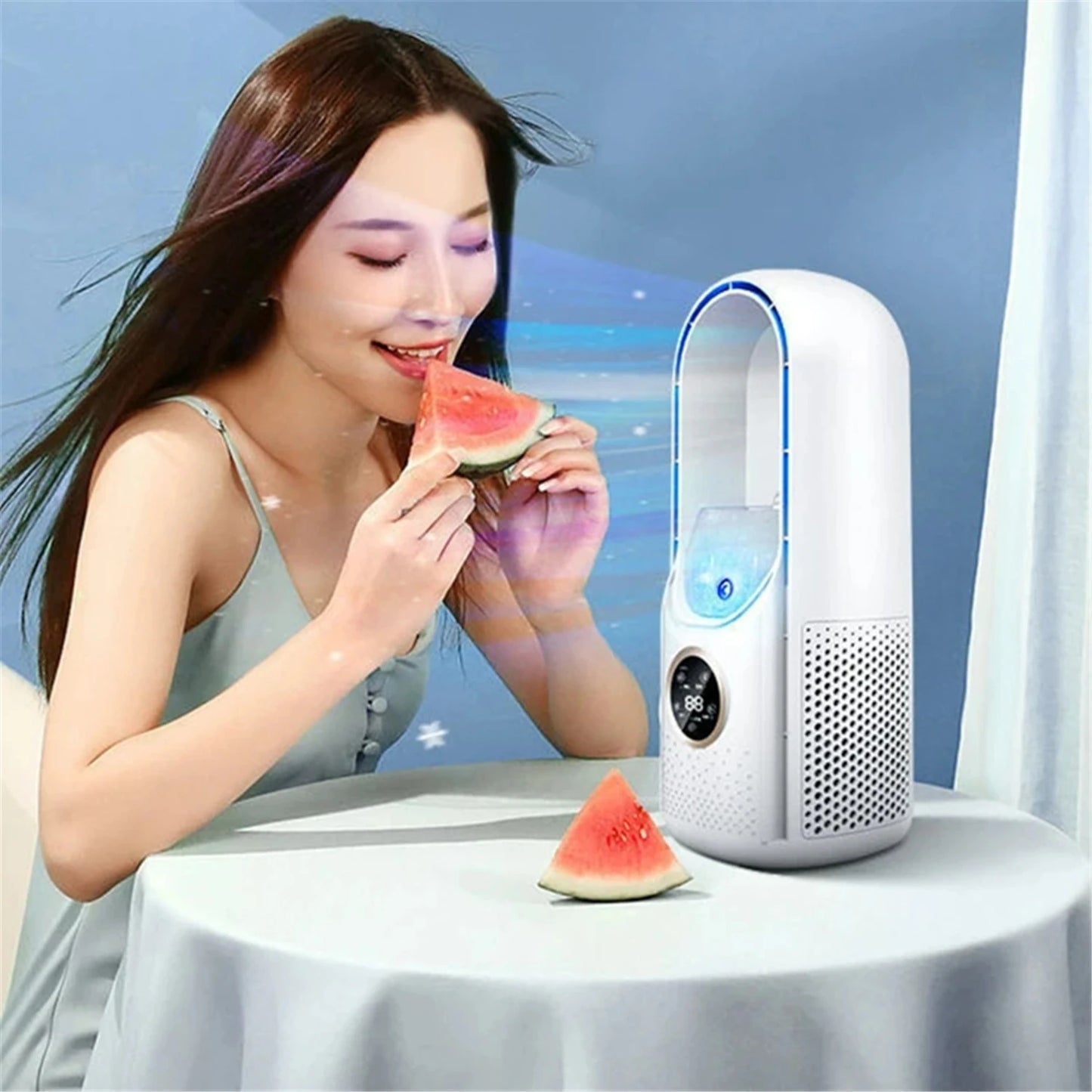 Portable USB Air Cooler Fan with Humidifier – 6-Speed Silent Cooling