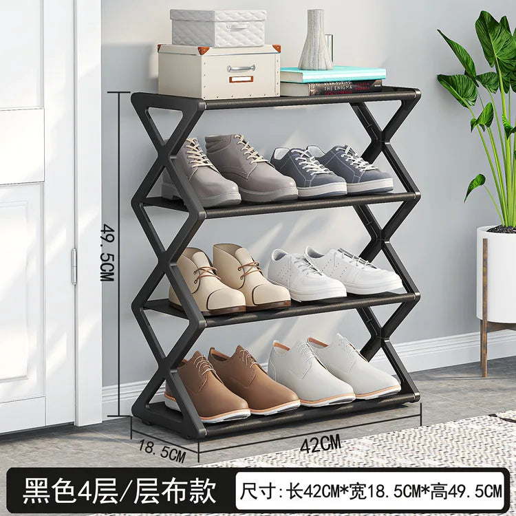4-Tier Foldable X-Shape Shoe Rack – Space Saving No Assembly Storage Organizer