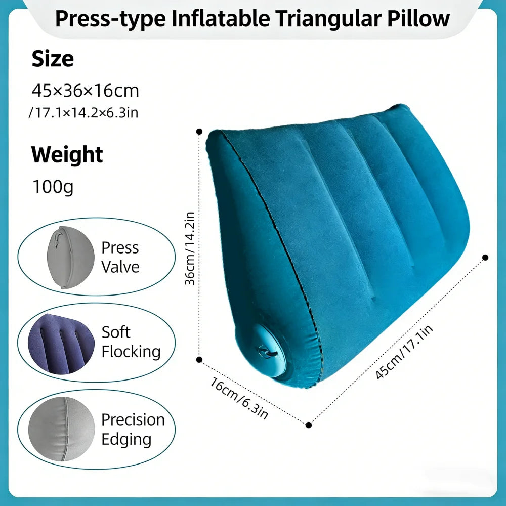 Inflatable Triangular Travel Pillow – Neck, Back & Leg Support Cushion