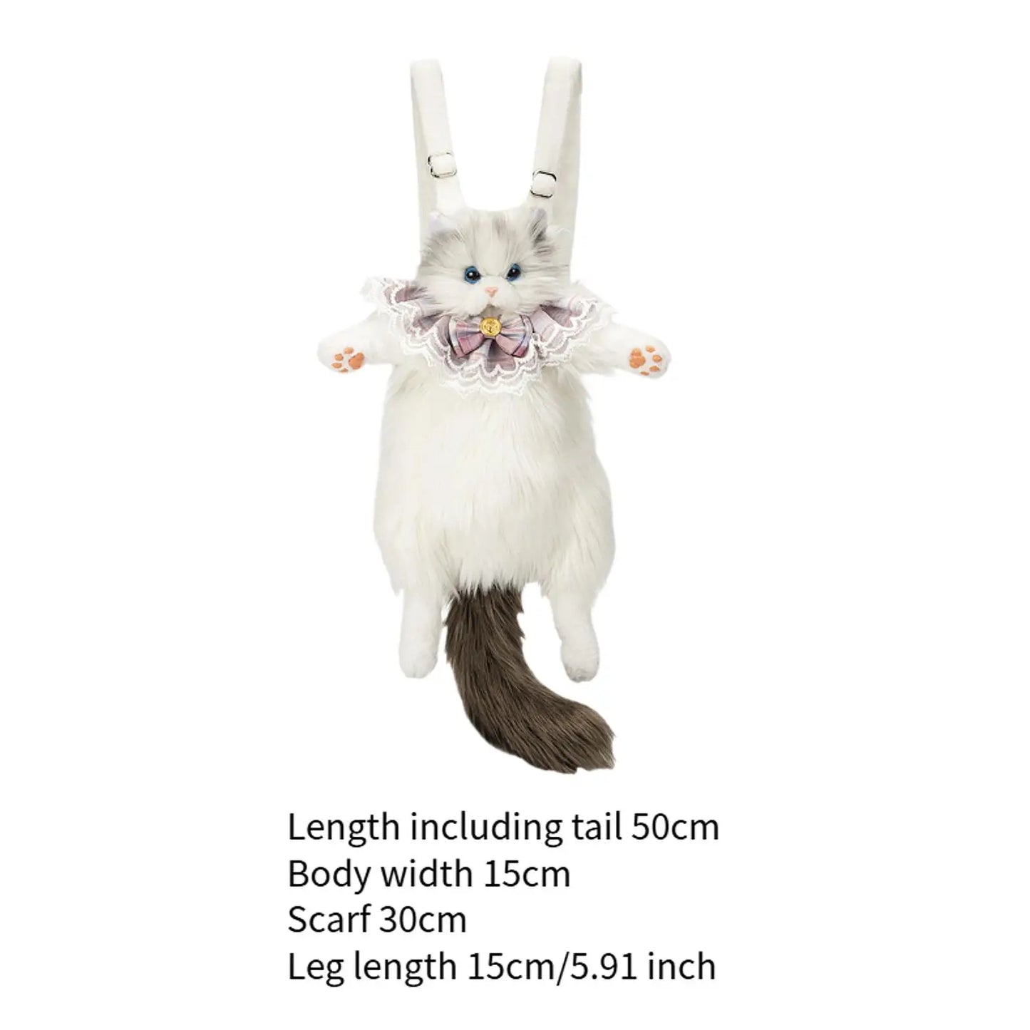 Cute Cat Plush Backpack – Soft Lightweight Stuffed Animal Bag for Kids & Girls