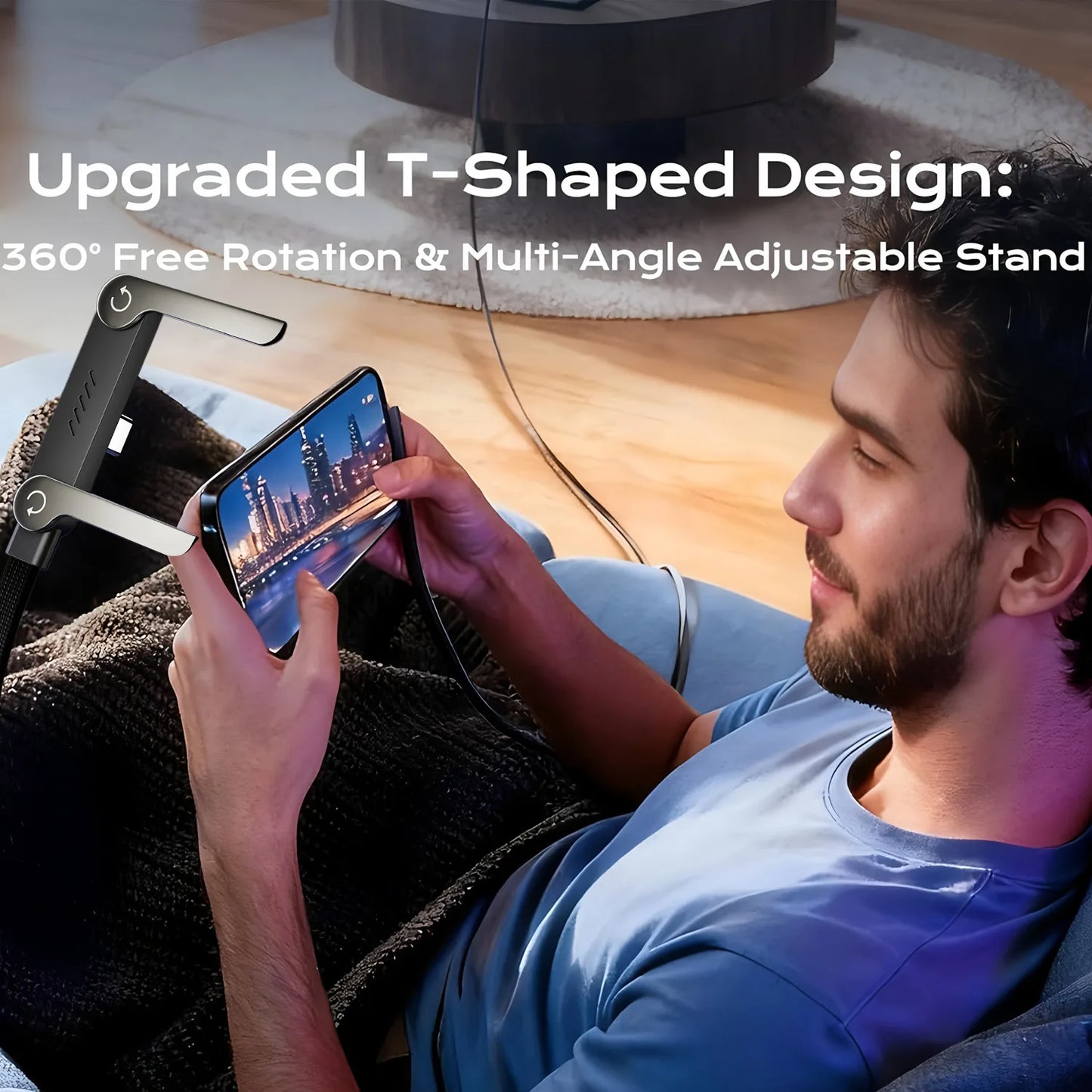 2-in-1 Type-C Fast Charging Cable with Foldable Phone Holder – 240W PD