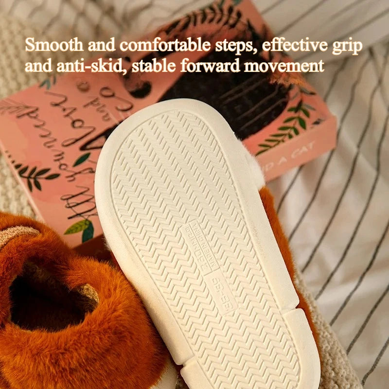 Warm Plush Cat Slippers for Indoor & Outdoor