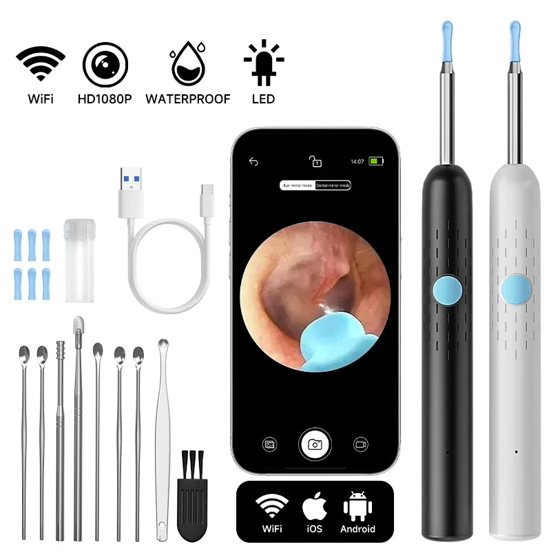 Ear Cleaner Camera 4.2mm HD1080P Digital Ear Cleaning Endoscope WiFi Visual Ear Pick Video Ear Spoon 6LEDs Ear Wax Removal Tool