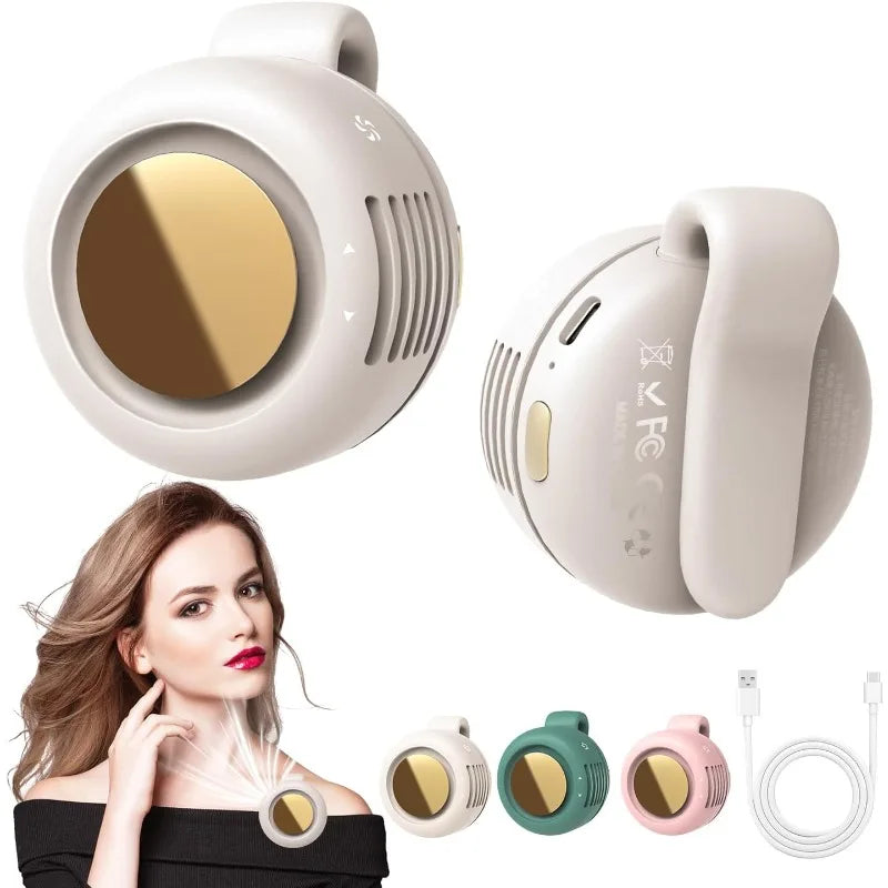 Portable Silent Bladeless Clip-On Mini Fan – USB Rechargeable 3-Speed Cooling Fan