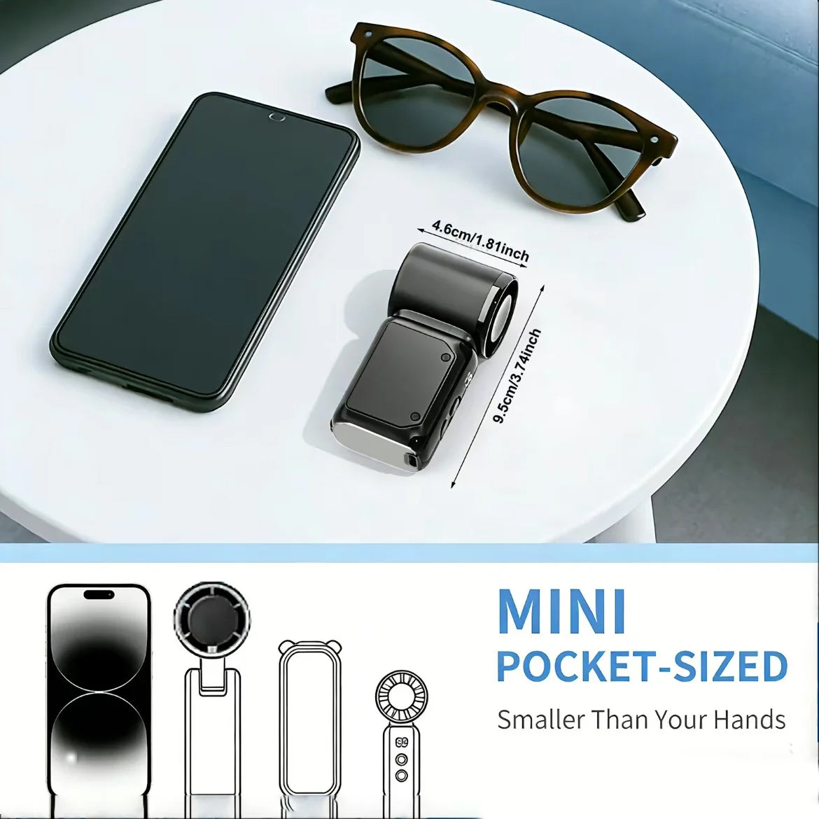 Portable Silent Bladeless Mini Fan – USB Rechargeable for Travel & Office