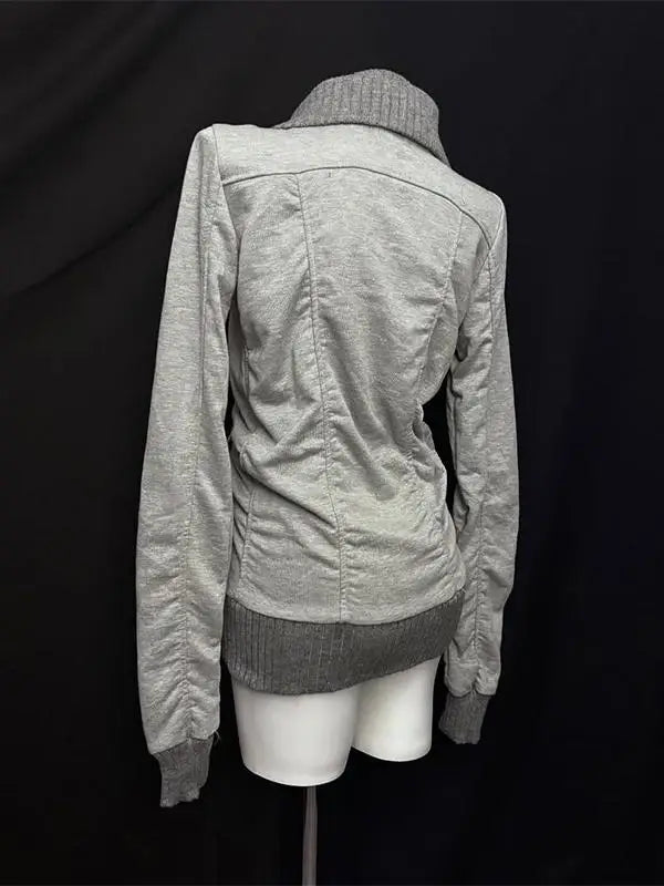 Women’s Y2K Oversized Zip-Up Hoodie – Retro Turtleneck Street Style Jacket