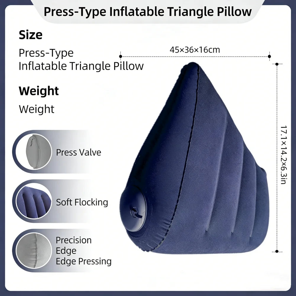 Inflatable Triangular Travel Pillow – Neck, Back & Leg Support Cushion