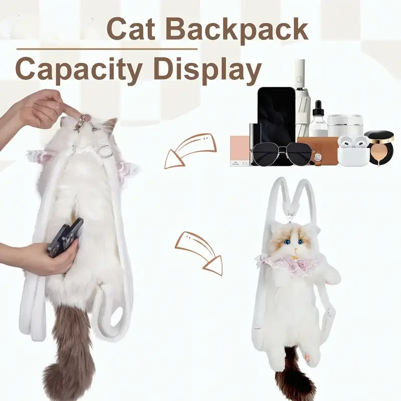 Cute Plush Animal Cat Backpack Multiple Fashion Shoulder Bag