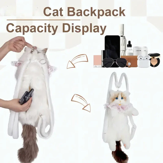Cute Plush Animal Cat Backpack Multiple Fashion Shoulder Bag