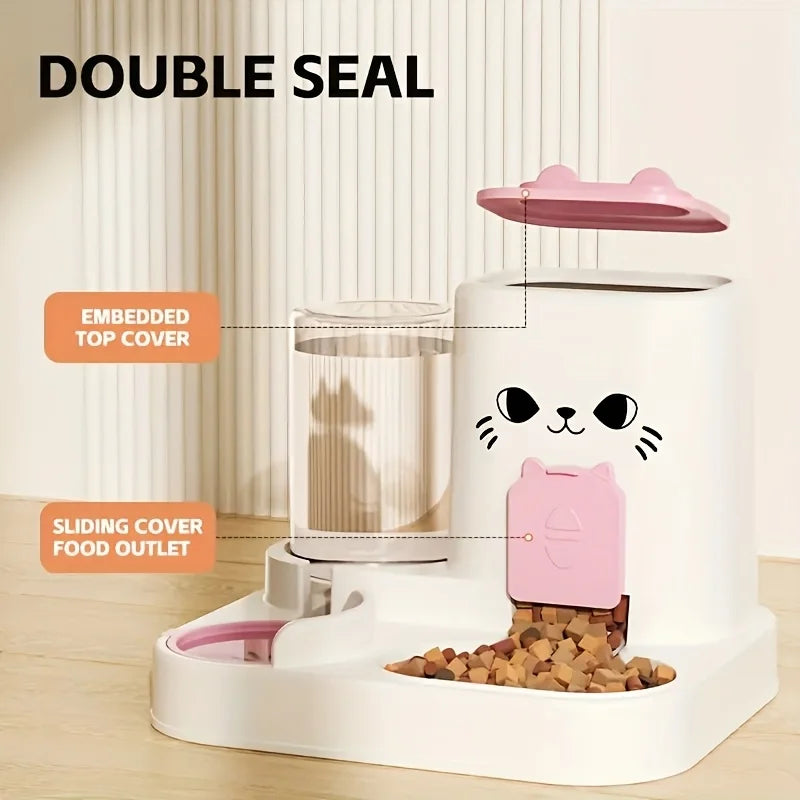 2-in-1 Pet Feeding Bowl with Automatic Water Dispenser – For Cats & Dogs