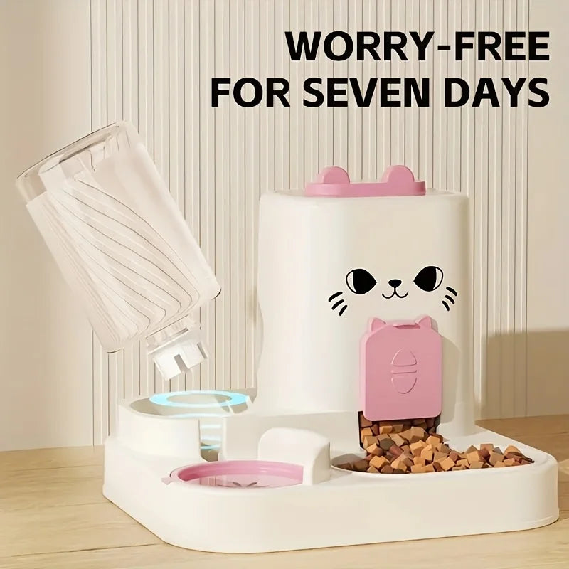 2-in-1 Pet Feeding Bowl with Automatic Water Dispenser – For Cats & Dogs