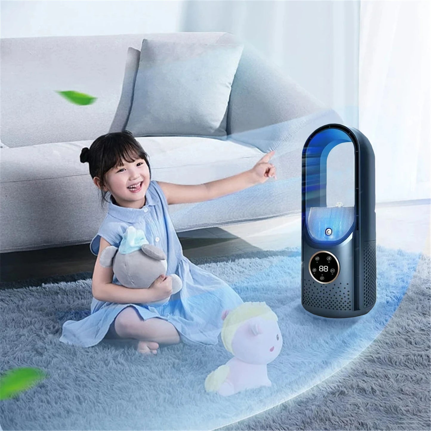 Portable USB Air Cooler Fan with Humidifier – 6-Speed Silent Cooling