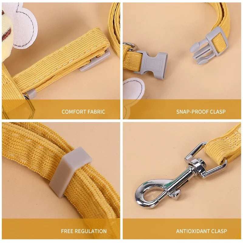 Adjustable Cartoon Bee Cat Harness & Leash Set – Double Layer Pet Walking Harness
