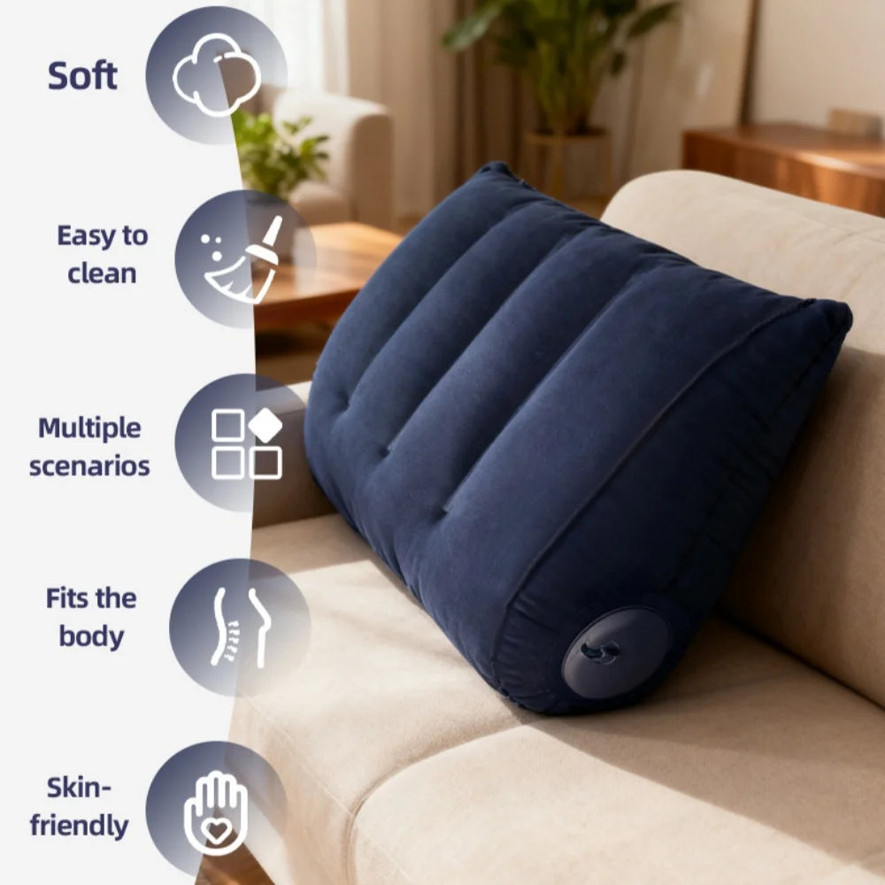 Inflatable Triangular Travel Pillow – Neck, Back & Leg Support Cushion