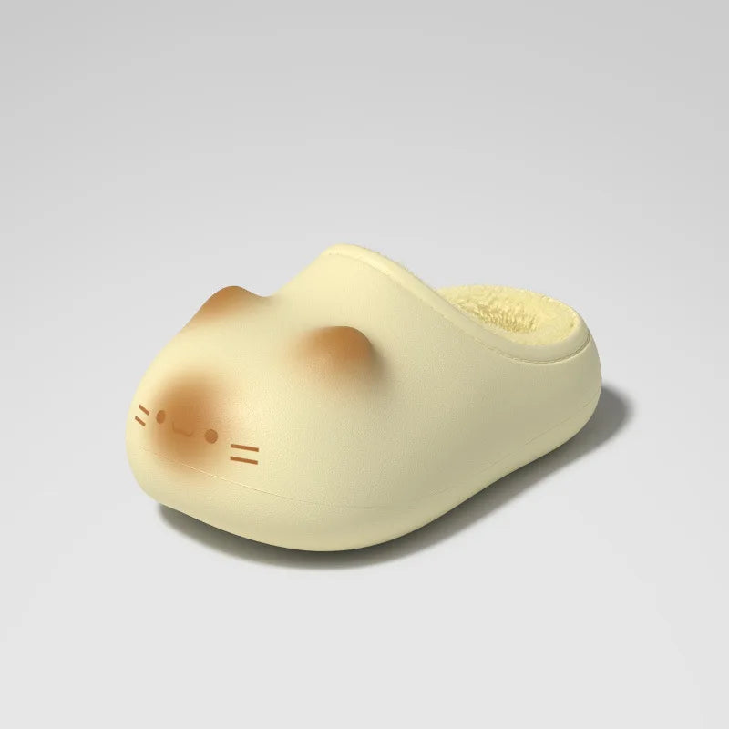 New Warm Plush Cat Slippers for Indoor Outdoor Women Cozy Fuzzy Feline Kitten Shoes