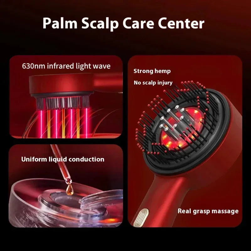 Electric Red Light Scalp Massage Comb Hair Growth Brush with Vibration Therapy Oil Applicator for Anti Hair Loss and Scalp Care