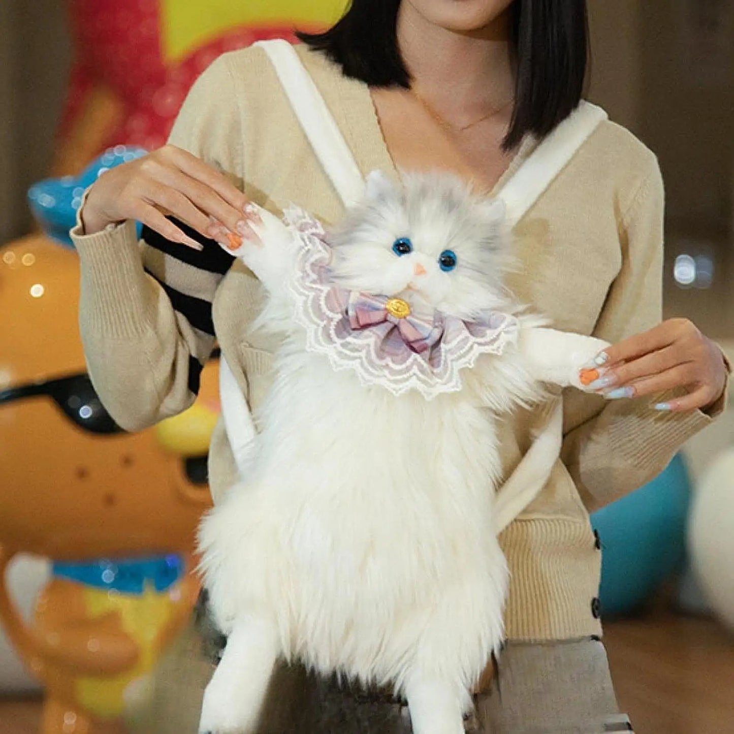 Cute Cat Plush Backpack – Soft Lightweight Stuffed Animal Bag for Kids & Girls