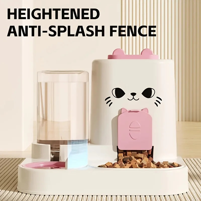 2-in-1 Pet Feeding Bowl with Automatic Water Dispenser – For Cats & Dogs