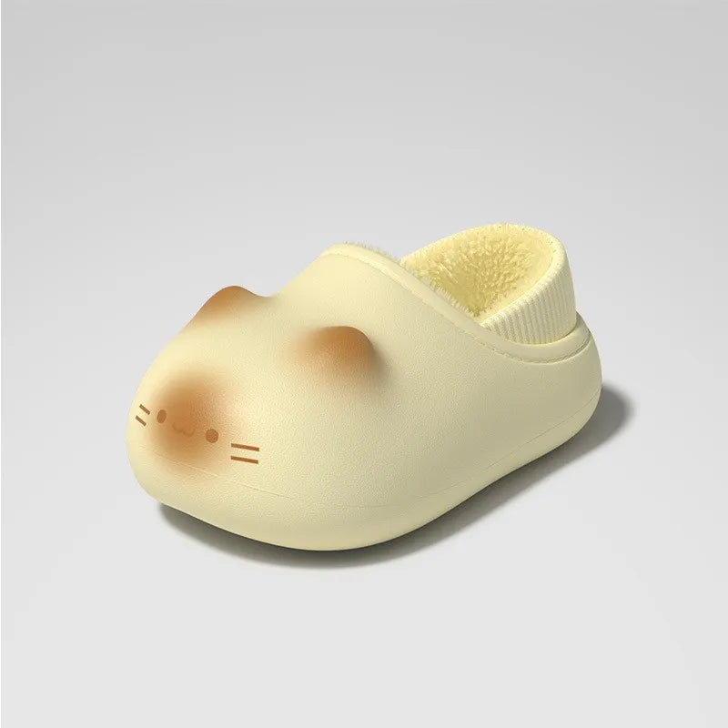 New Warm Plush Cat Slippers for Indoor Outdoor Women Cozy Fuzzy Feline Kitten Shoes
