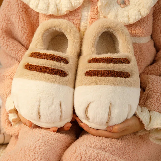 Warm Plush Cat Slippers for Indoor & Outdoor