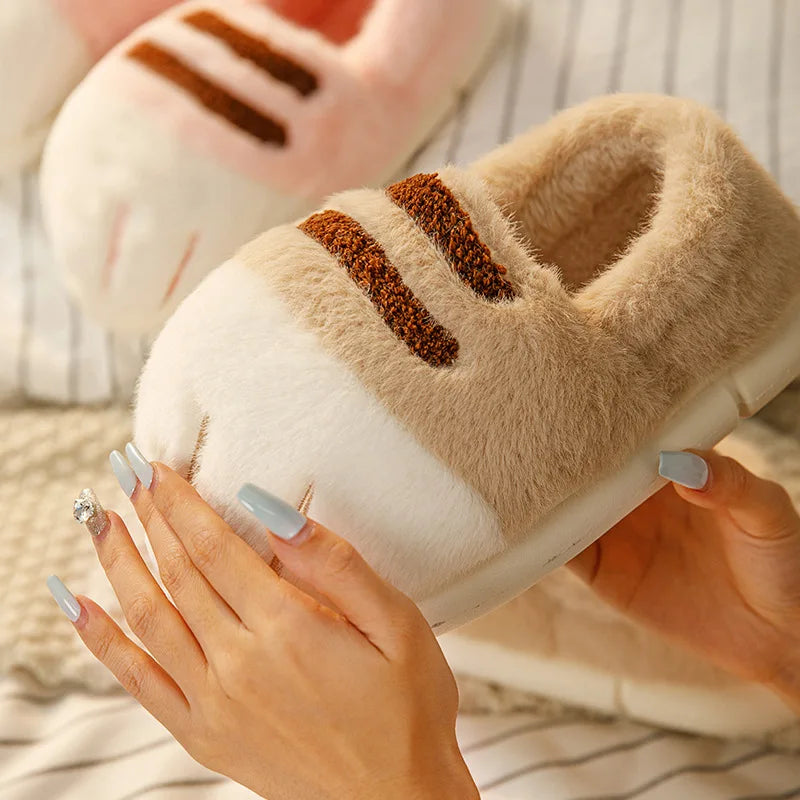 Warm Plush Cat Slippers for Indoor & Outdoor