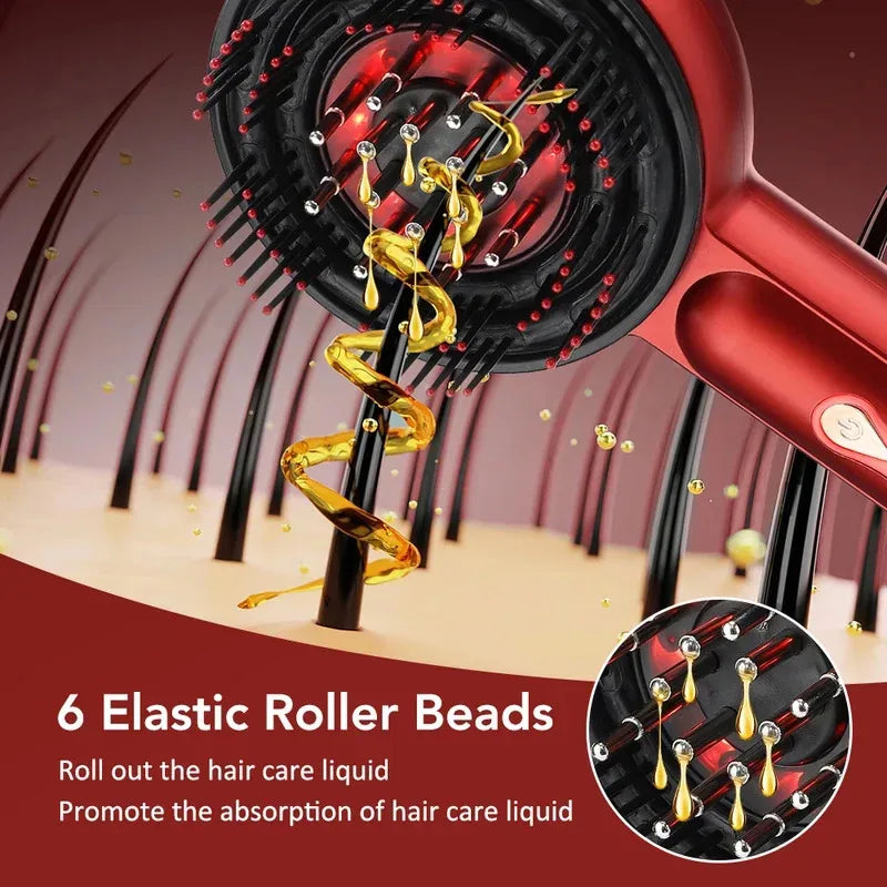 Electric Red Light Scalp Massage Comb Hair Growth Brush with Vibration Therapy Oil Applicator for Anti Hair Loss and Scalp Care