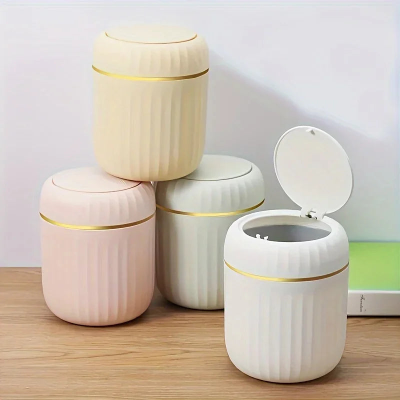Mini Desktop Trash Can with Lid – Office & Bedroom Waste Bin Organizer