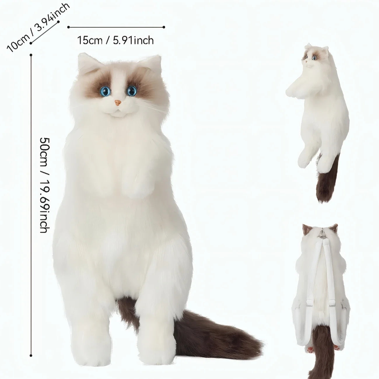 Cute Plush Animal Cat Backpack Multiple Fashion Shoulder Bag
