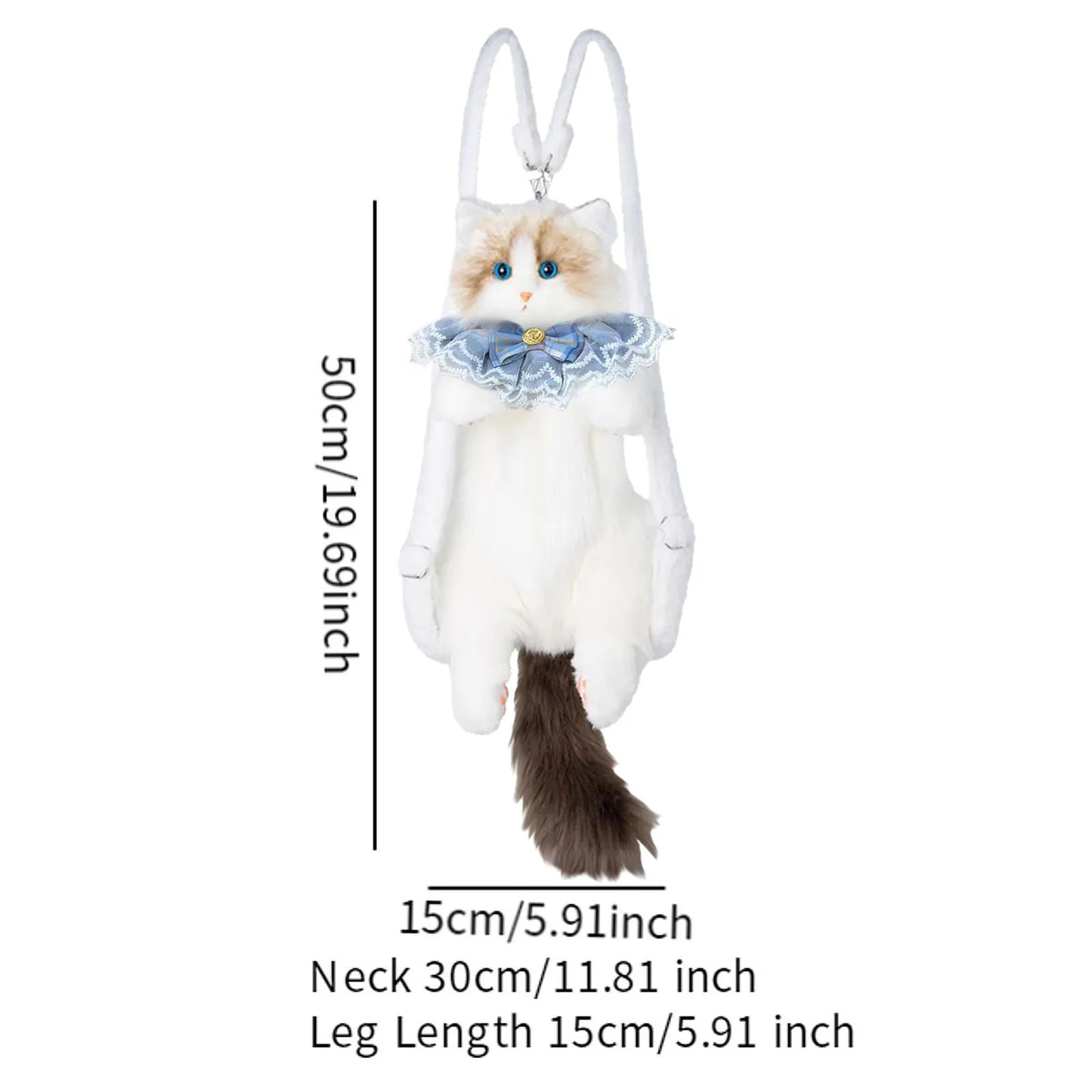 Cute Cat Plush Backpack – Soft Lightweight Stuffed Animal Bag for Kids & Girls