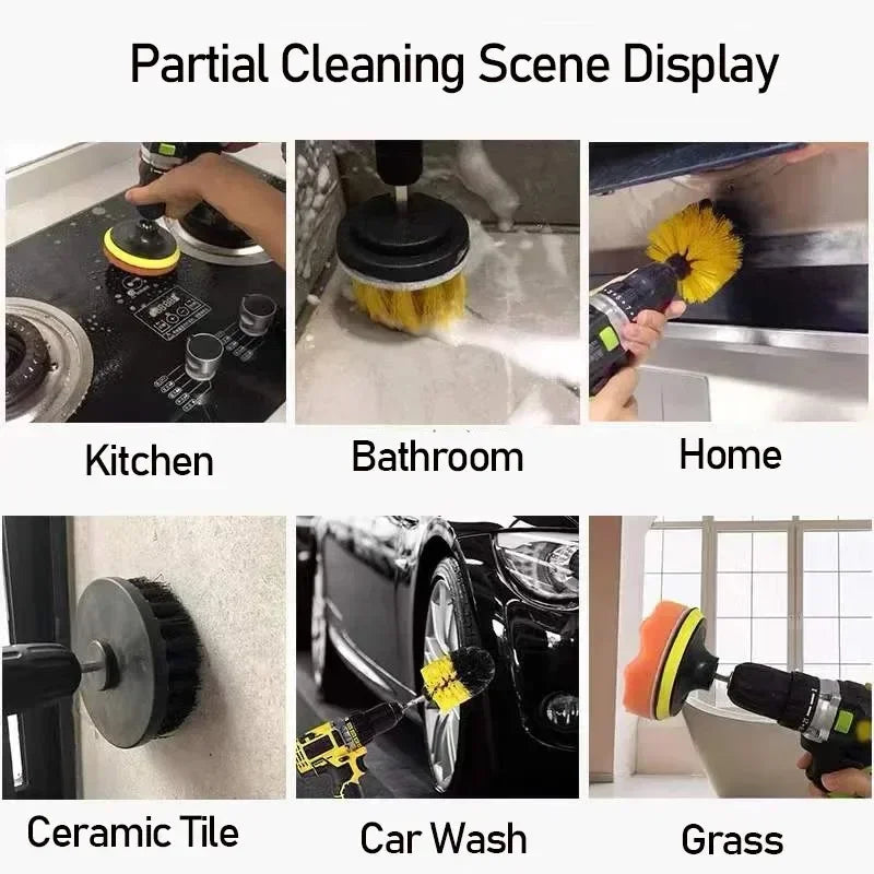 Electric Drill Scrubber Brush Kit – Multi-Surface Cleaning Brushes for Car & Home