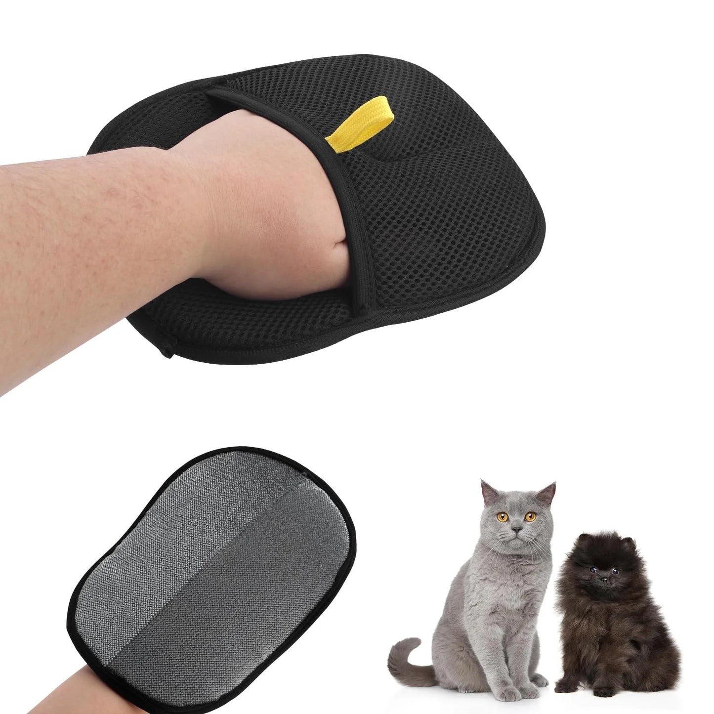 Reusable Double-Sided Pet Hair Removal Grooming Gloves