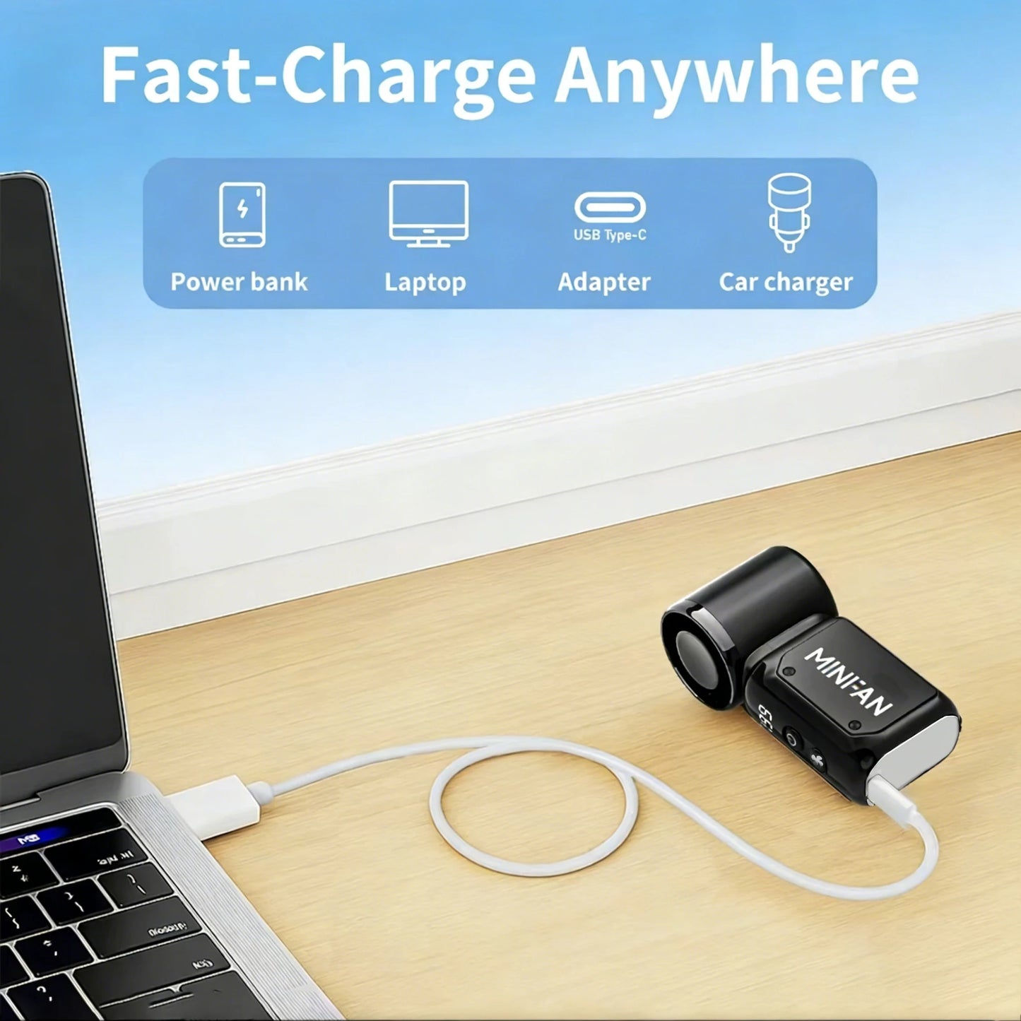Portable Silent Bladeless Mini Fan – USB Rechargeable for Travel & Office